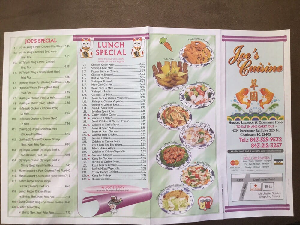 Joe’s Cuisine menu 1